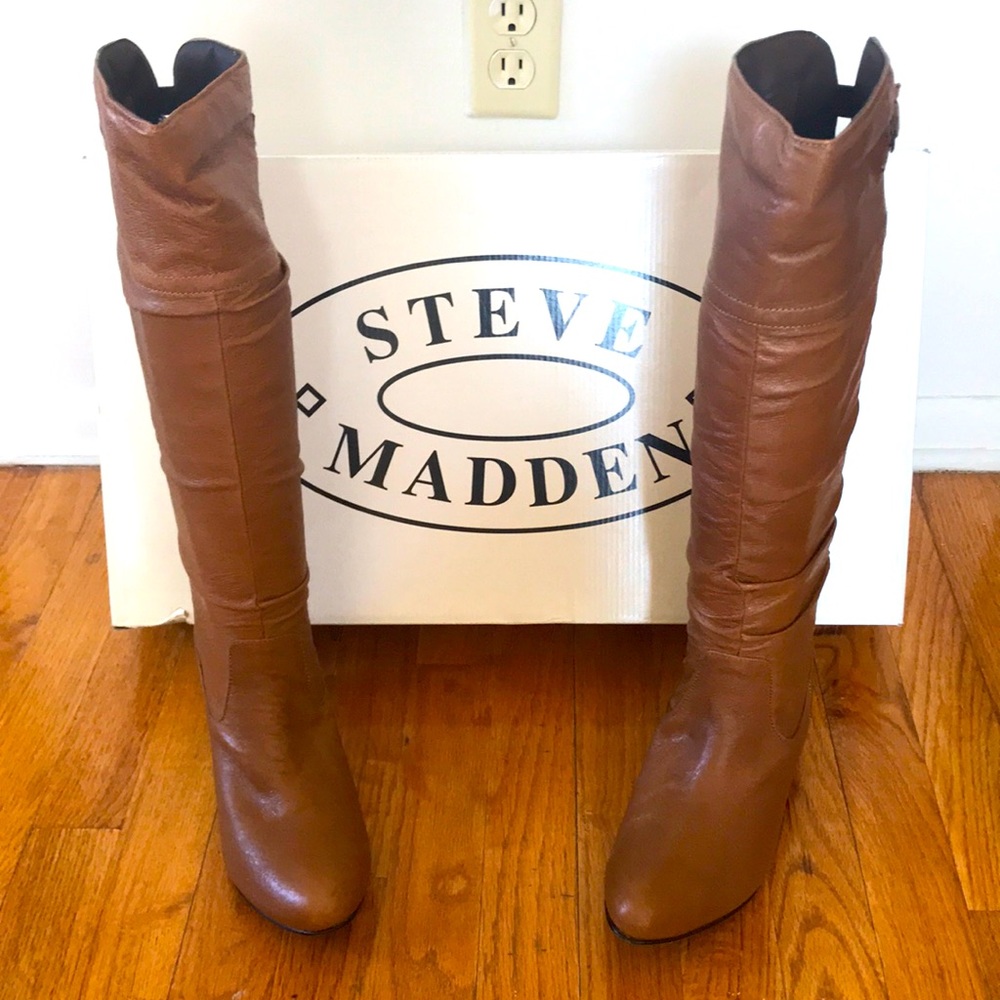 Steve Madden Genuine Cognac Leather Boots